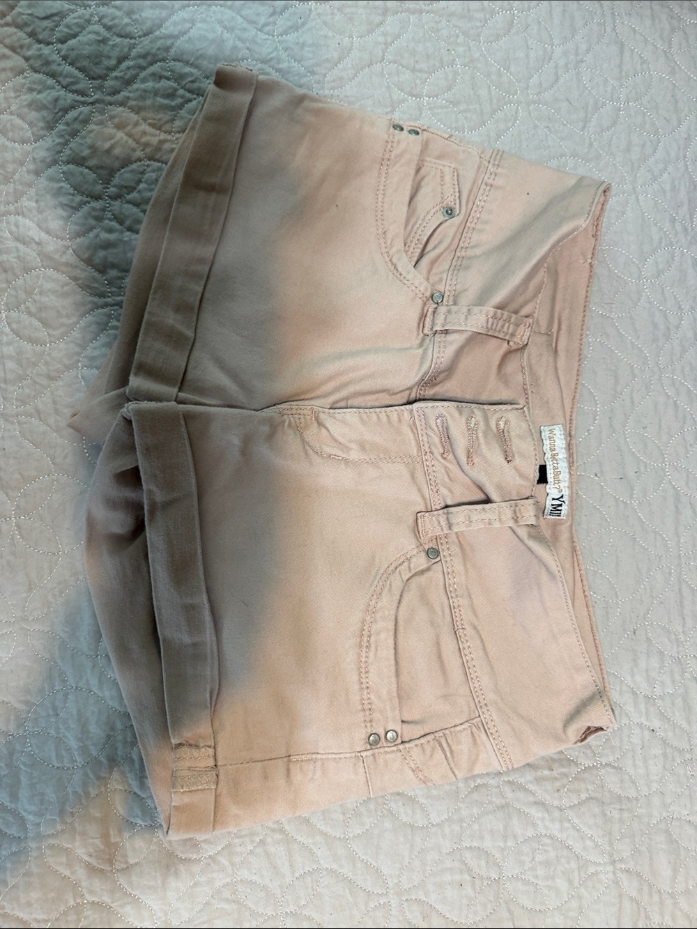 YMI Light Pink Cuffed Denim Shorts